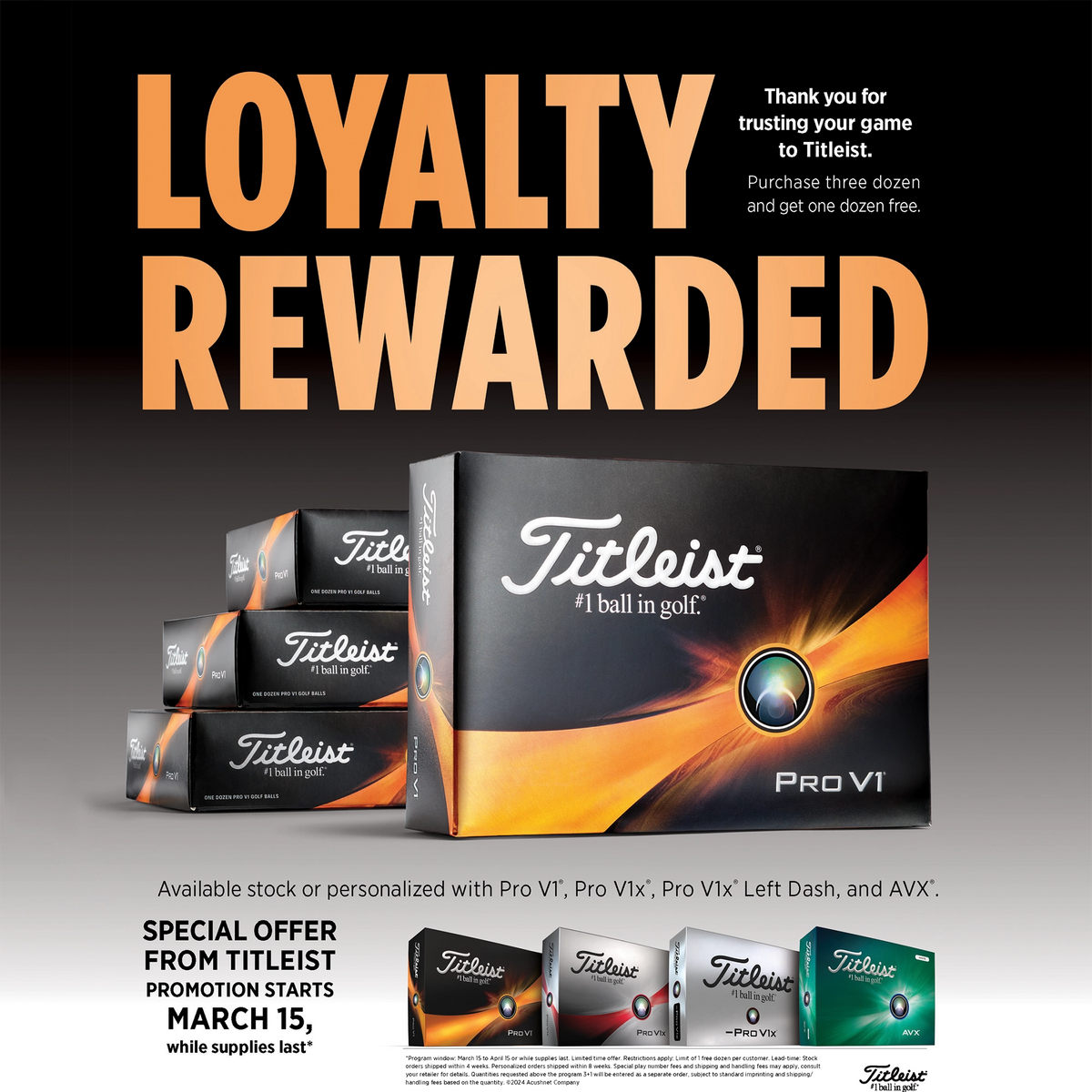 Buy 3 Dozen Titleist Golf Balls, Get the 4th Free!