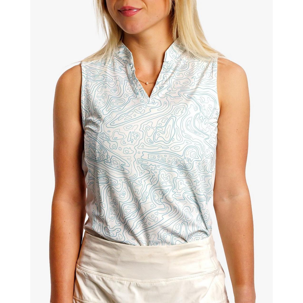 C$35 Waggle Women’s Loon Lake Topographic Sleeveless Polo